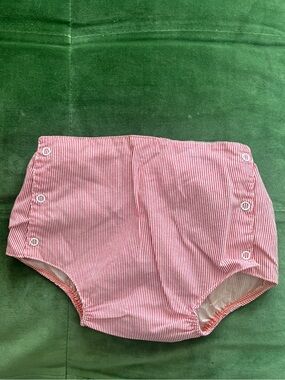 Fawn Fashions Vintage Toddler Red Seersucker Snap-Front Plastic-lined Bloomers